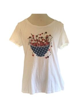 Talbots Patriotic White Tee “ Bowl of Cherries” SOLD OUT M